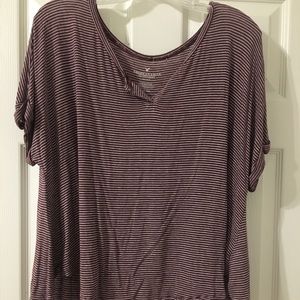 Striped burgundy American Eagle flowy shirt